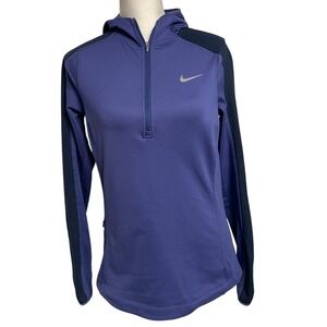Nike Dri Fit Running Purple and Navy Quarter Zip Pullover Hoodie Women's Medium
